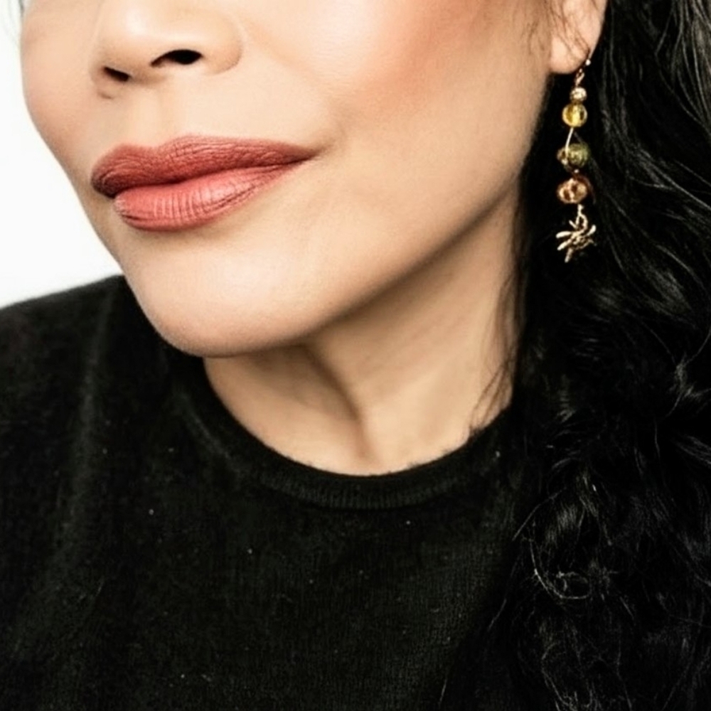 Nile Priestess' Sacred Green & Brown Garnets In Antique Copper Artisan Earrings - Picture 9 of 10